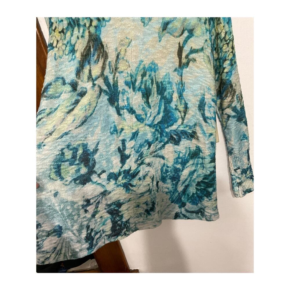 Soft Surroundings Sweater Blue Floral Pullover Tunic Long Sleeve Womens Large - Picture 6 of 8